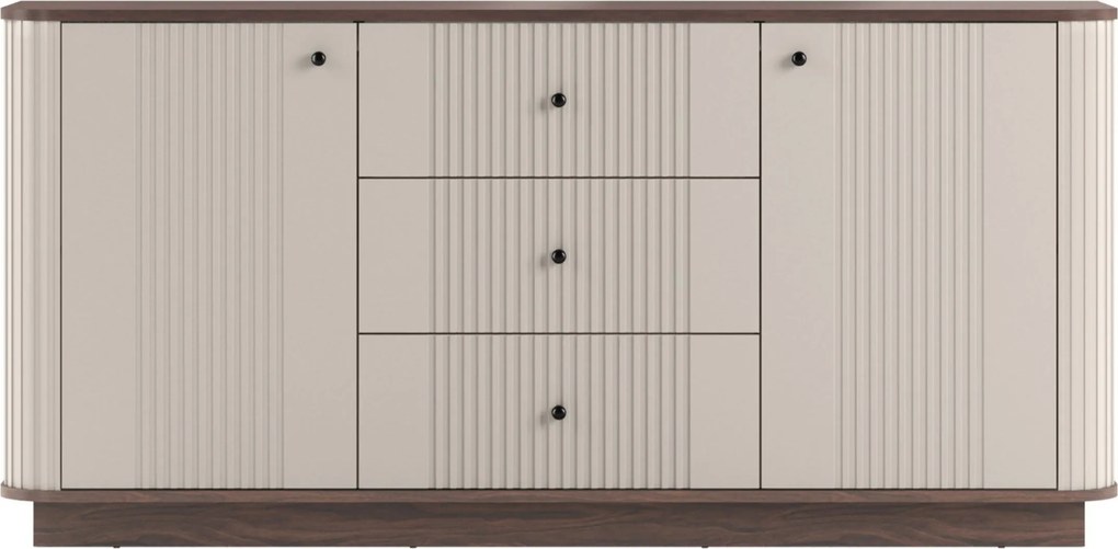 Komoda Vespera 160 cm na sokli - kašmírová / orech / čierna