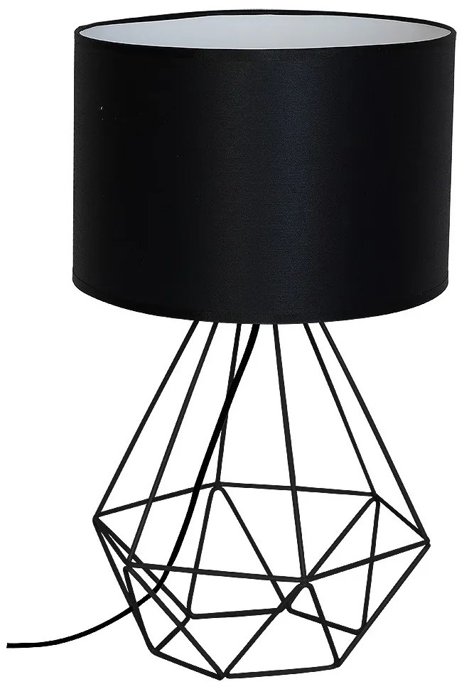 Stolná lampa Basket, 1x čierne textilné tienidlo, b