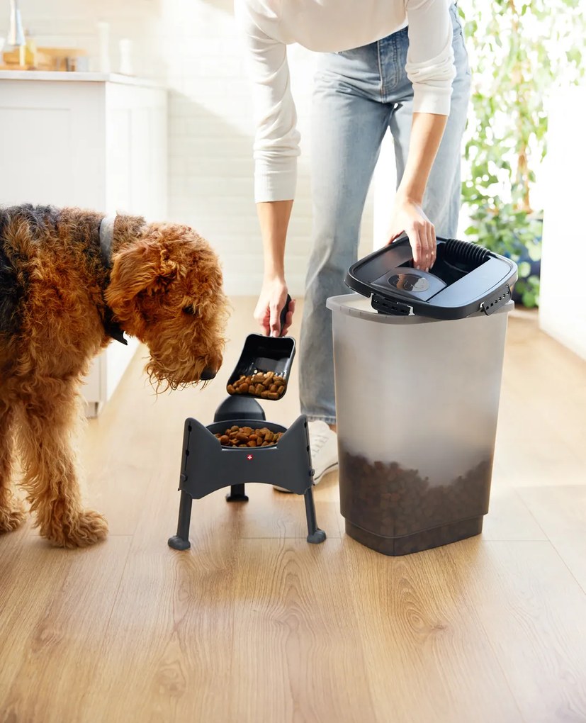 Rotho Výškovo nastaviteľná miska pre psy a mačky, 1l SAMMY - antracit