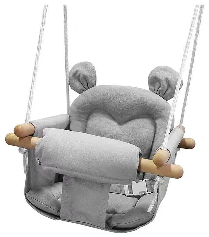 2Kids Toys - Detská textilná hojdačka šedá/buk