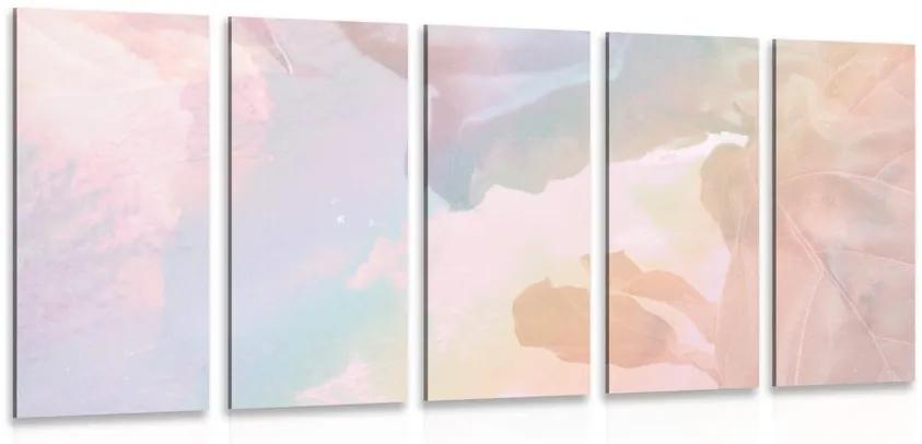 5-dielny obraz odraz pastelových listov Varianta: 100x50
