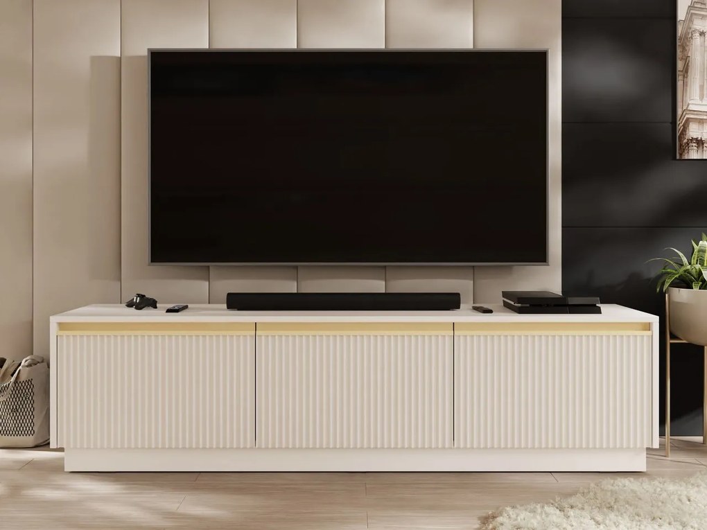 TV skrinka/stolík Roleno 180, Farby:: biela / biela + zlatá