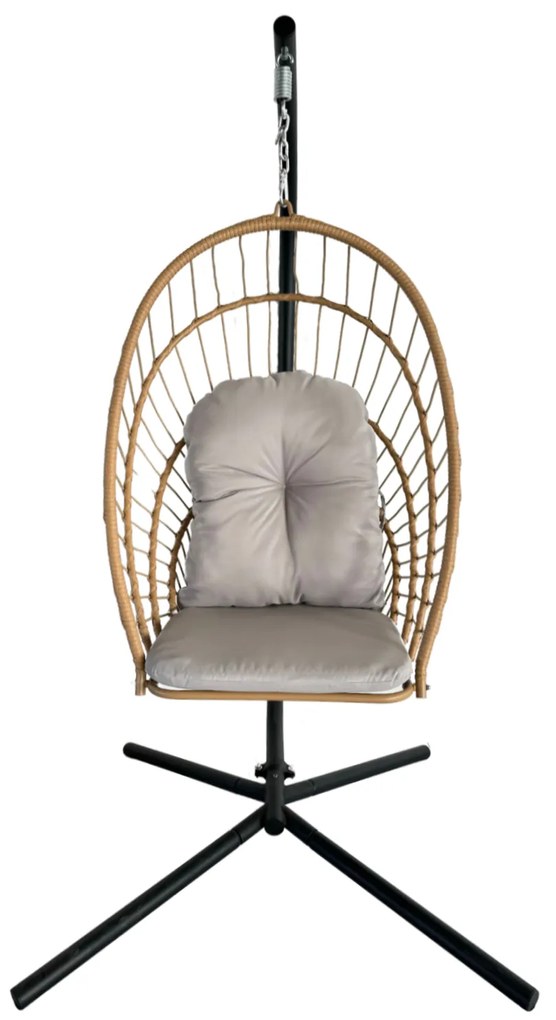 GARDEN LINE Skladacie závesné kreslo Eris Brown so sivým vankúšom FAT0923