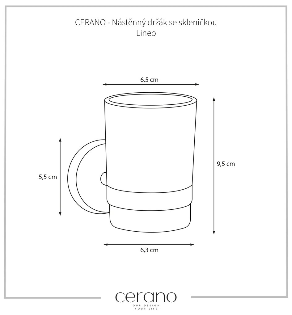 CERANO - Nástenný držiak s pohárom Lineo - chróm, mliečne sklo, CER-CER-479818