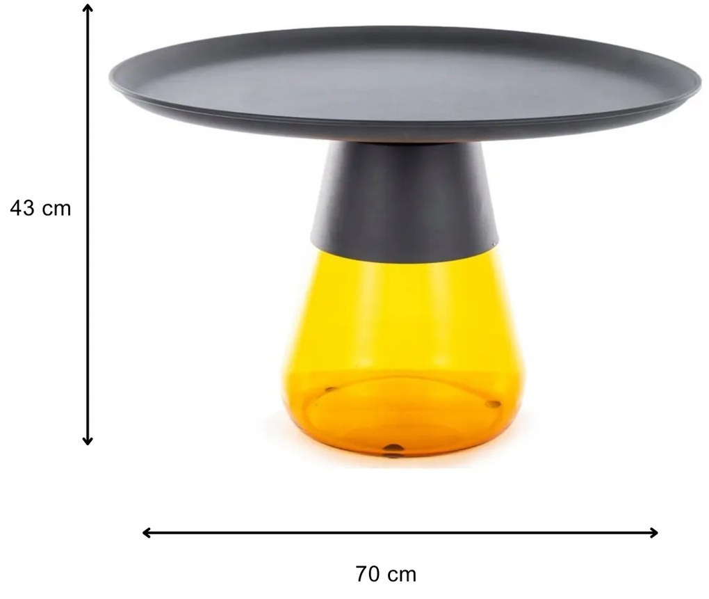 Konferenční stolek Tiffany 70 cm žlutý/černý mat