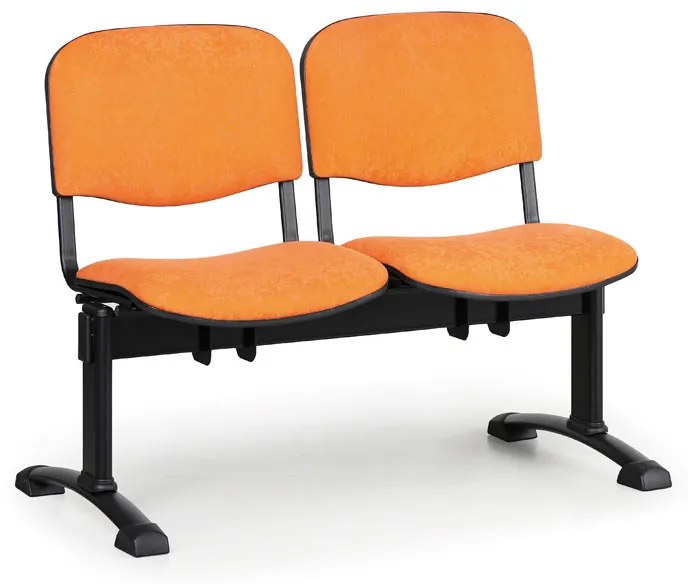 Čalúnená lavica do čakární VIVA, 2-sedadlo, oranžová, čierne nohy
