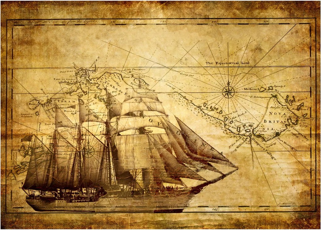 Sklenený obraz - Stará mapa (70x50 cm)
