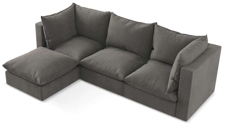 Tmavosivá rohová pohovka (ľavý roh/s leňoškou) Manao – Makamii