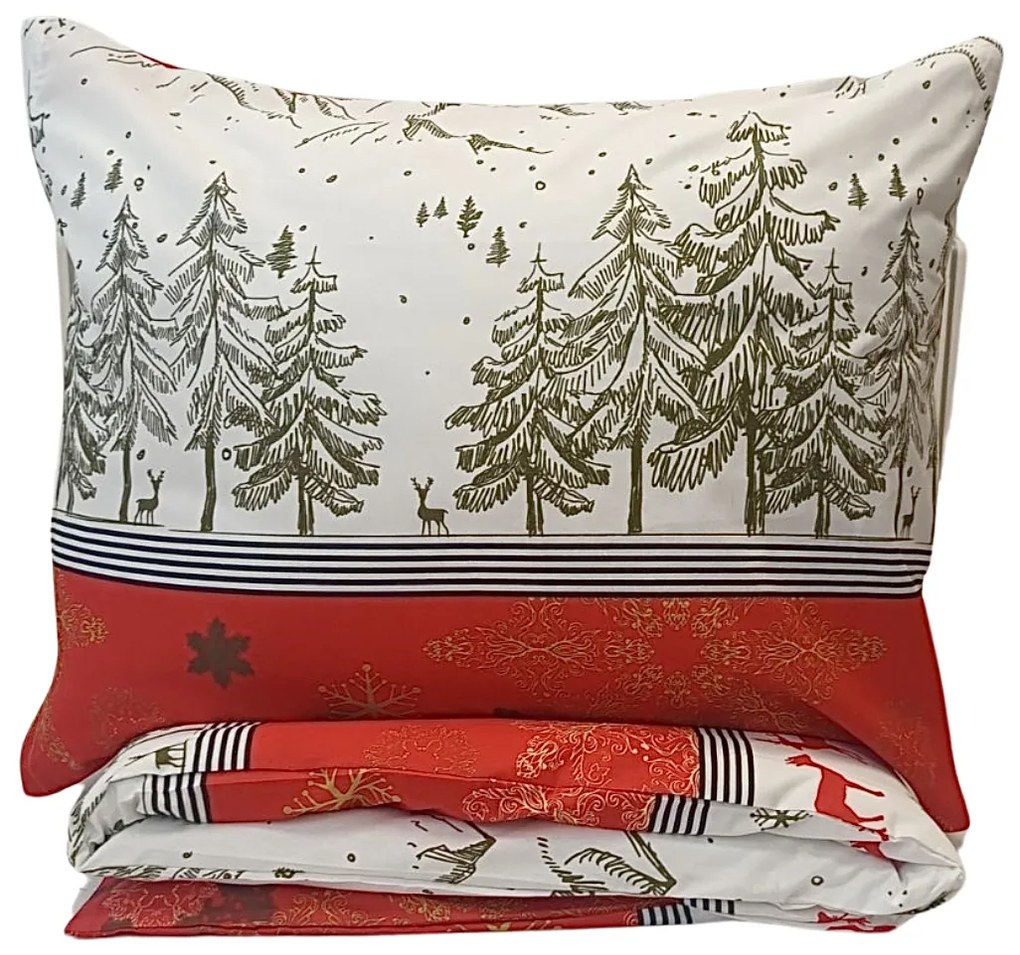 Obliečky bavlnené Vianočné obliečky Vianočný čas TiaHome - 2x Vankúš 90x70cm, 1x Paplón 200x220cm