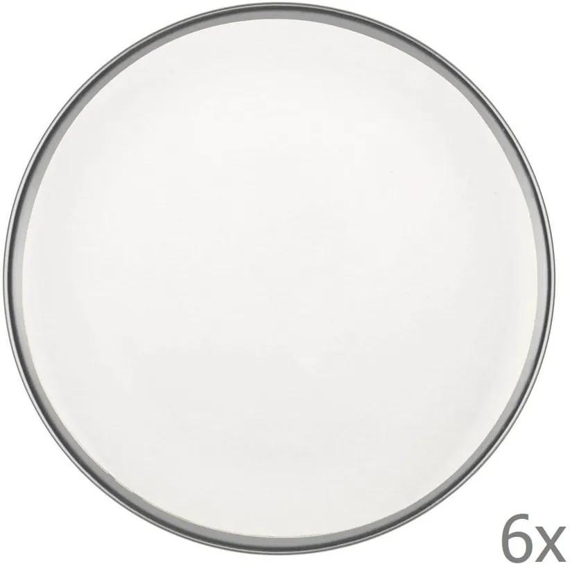 Sada 6 bielych porcelánových dezertných tanierov Mia Halos Silver, ⌀ 19 cm