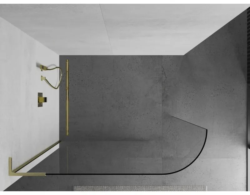 Mexen Kioto L, sprchová zástena Walk-In 80 x 200 cm, 8mm číre sklo, zlatý matný profil, 800-080-103-55-06