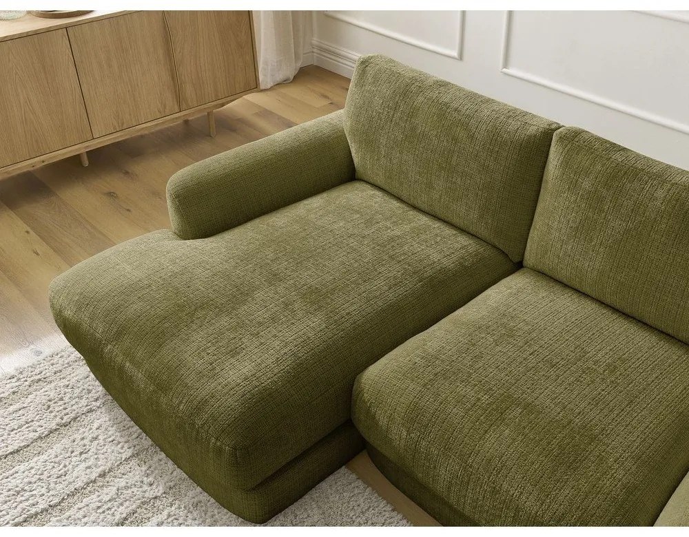 Kaki ženilková rohová pohovka (ľavý roh/s leňoškou) Leonore – Bobochic Paris