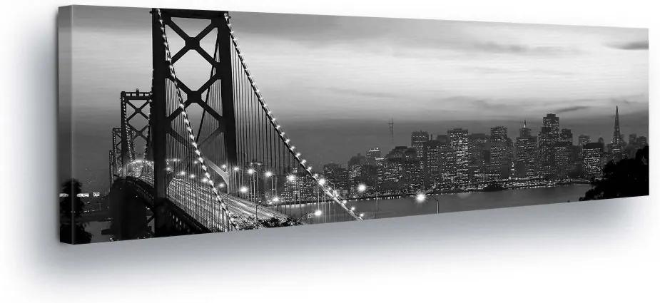 GLIX Obraz na plátne - Black and White Golden Gate II 45x145 cm