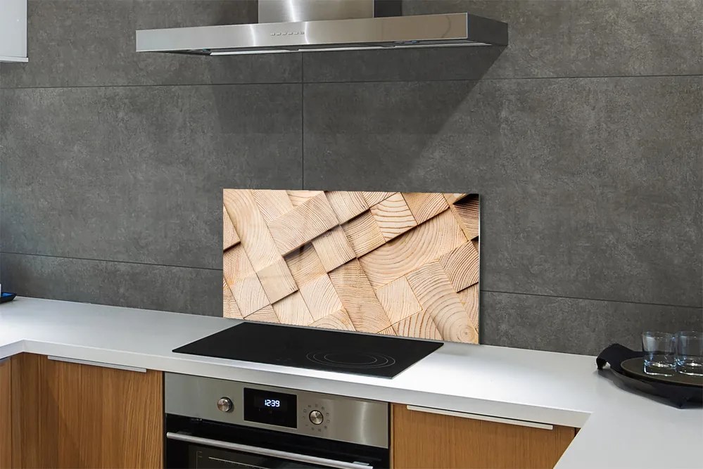 Sklenený obklad do kuchyne zloženie zrna dreva 125x50 cm