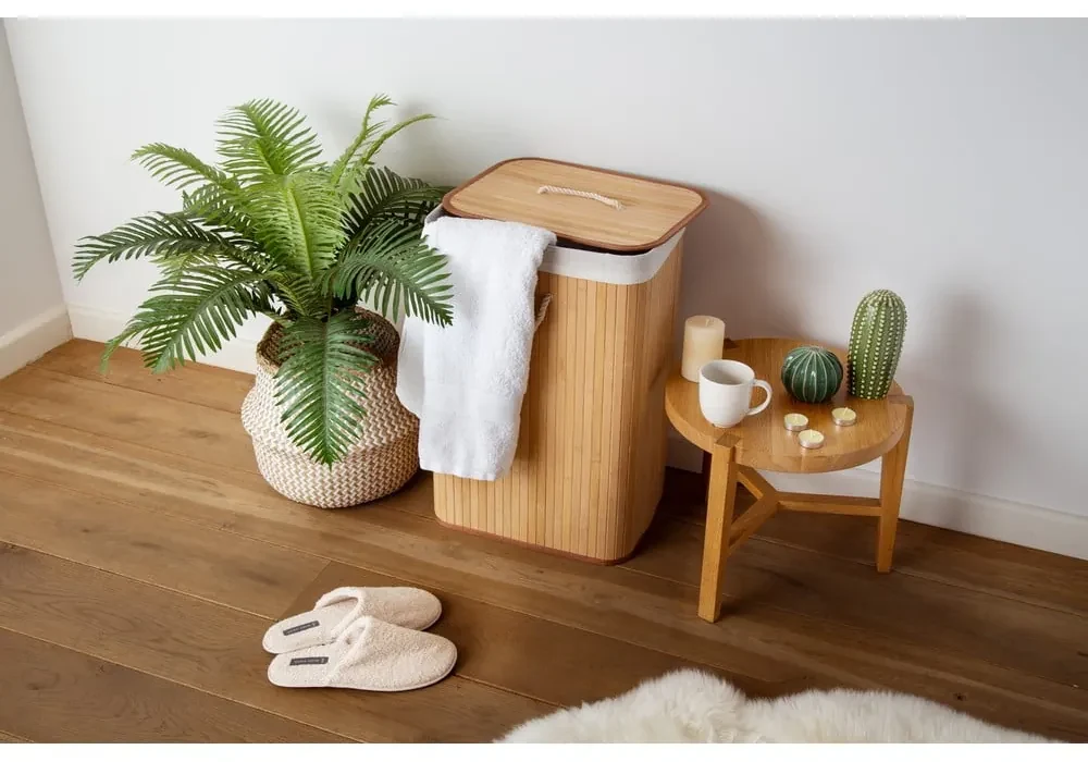 Bambusový kôš na bielizeň v prírodnej farbe 78 l Bamboo – Compactor