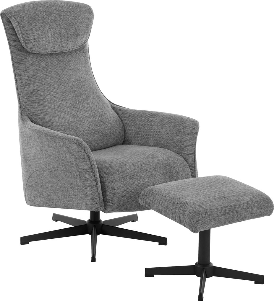 XXXLutz RELAXAČNÉ KRESLO S PODNOŽKOU, textil, sivá Welnova - Kreslá - 002694007101