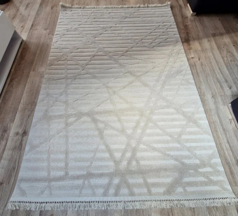 Krémovo-béžový koberec v boho štýle TWIST CREAM 20294A Rozmer: 60x100 cm