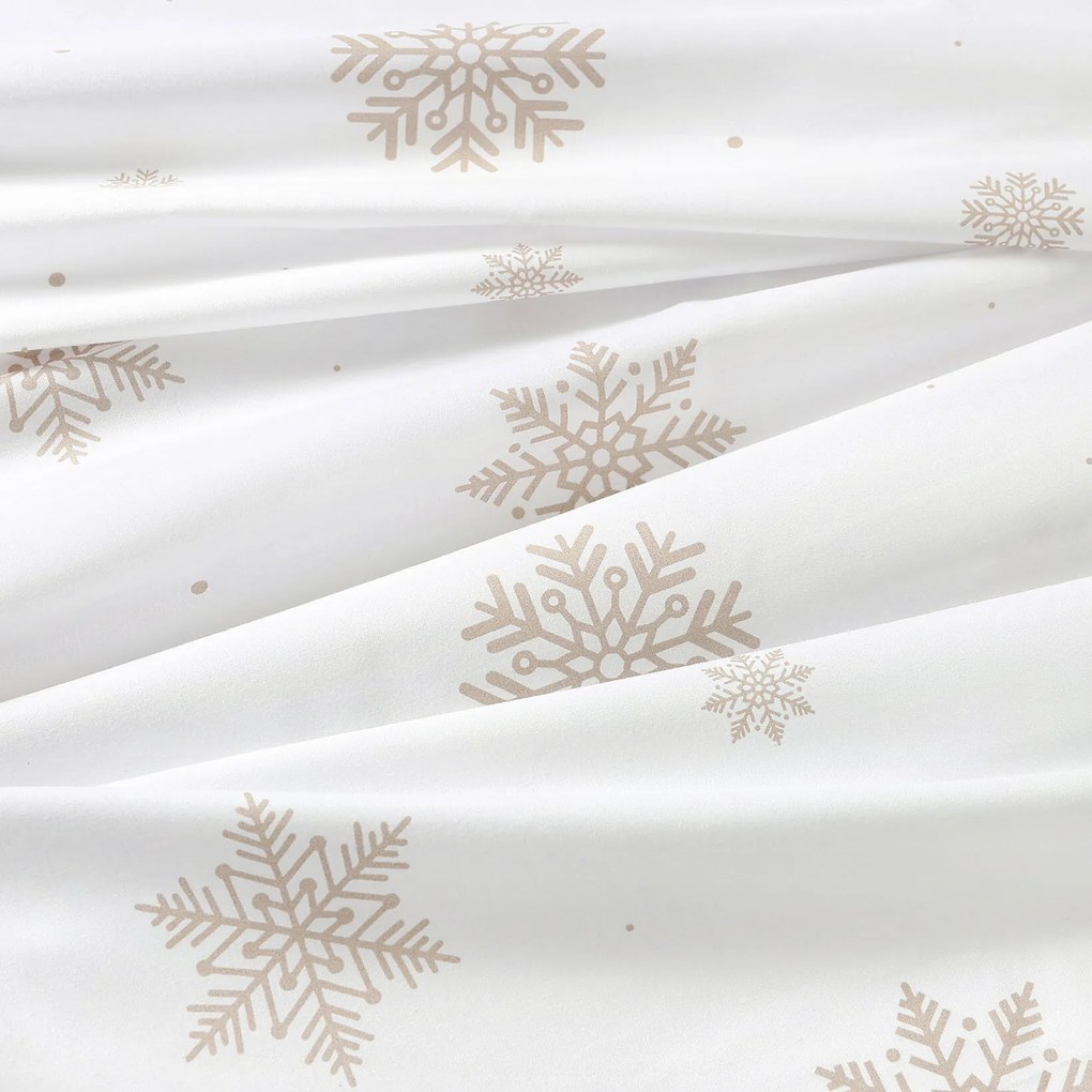 Goldea okrúhly obrus 100% bavlnené plátno - snehové vločky na bielej Ø 120 cm