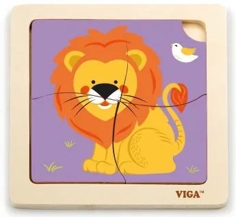 Viga drevené puzzle 4 dieliky - Lev