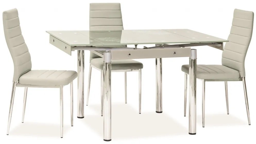 Jedálenský set GD-082 1+4 - chróm / tvrdené sklo / biela