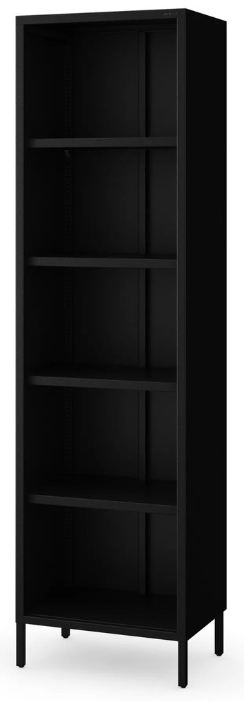 Čierny kovový regál na knihy MARIO Modern 500 x 1800 x 350 mm