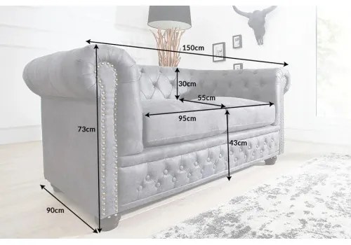 Sedacia súprava 37390 Chesterfield 2-sedenie Antik šedá  - Komfort-nábytok