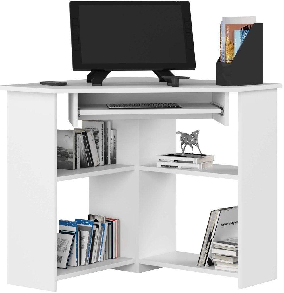 Rohový písací stôl Ted biely