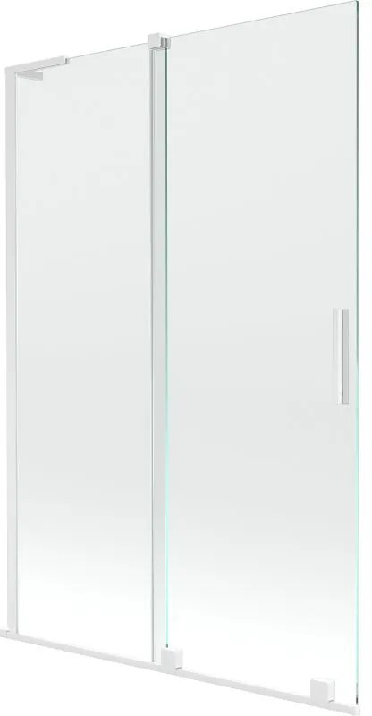 Mexen Velar L, 2-krídlová posuvná vaňová zástena 120 x 150 cm, 8mm číre sklo, biely profil, 896-120-003-01-20