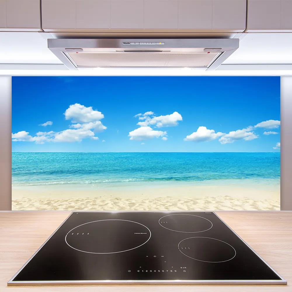 Sklenený obklad Do kuchyne More modré nebo 125x50 cm