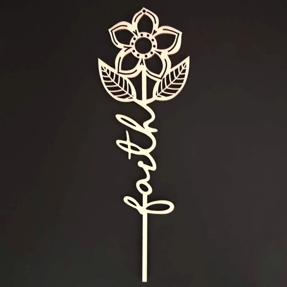 AMADEA Drevený zápich kvetina - Faith, dĺžka 28 cm