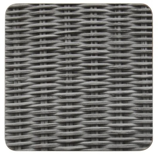 6ks pevné korkové šedé podtácky s motívom pleteného ratanu - 10*10*0,4cm