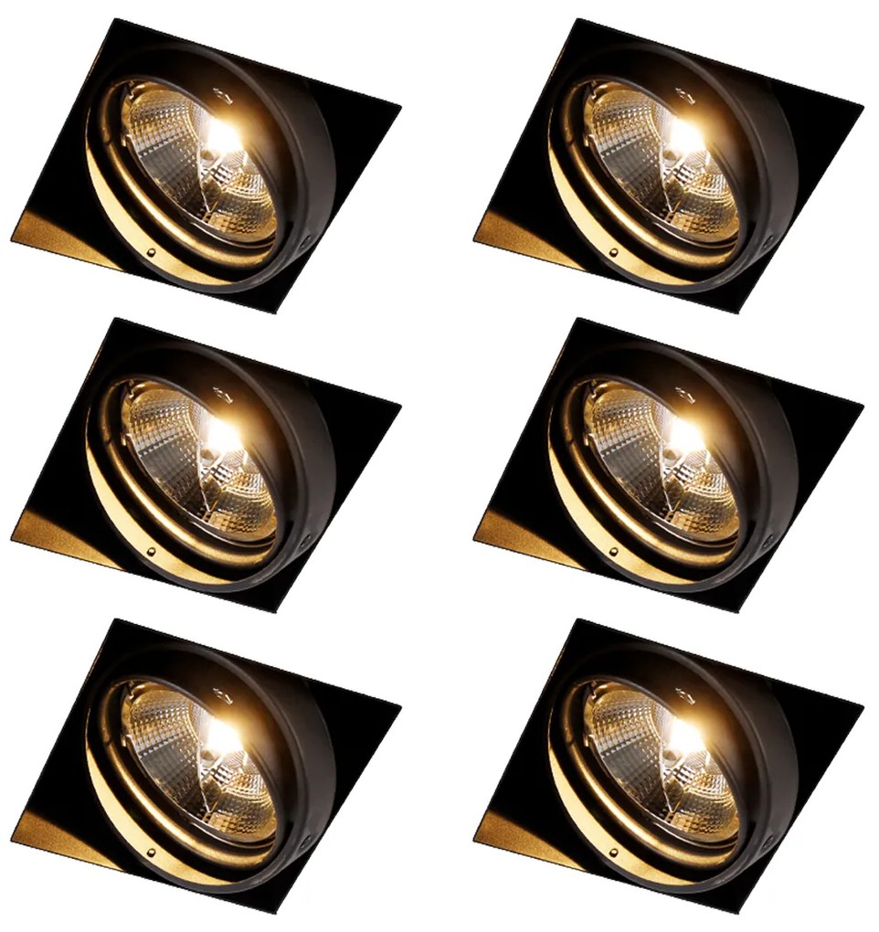 Sada 6 zapustených bodových svetiel čierna GU10 AR111 bezrámikové - Oneon