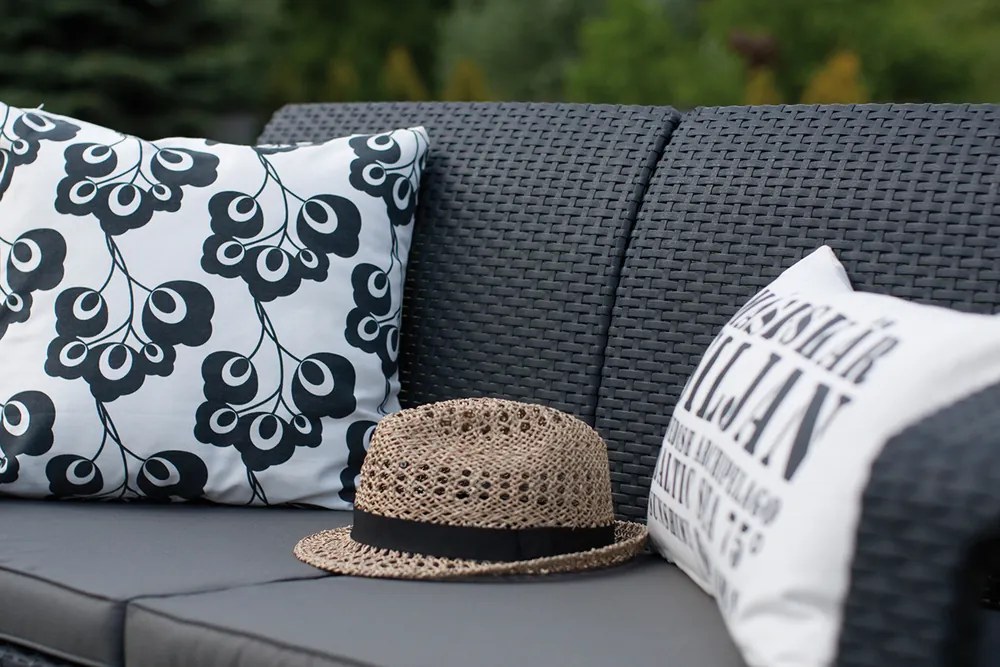 Záhradná pohovka Corfu love seat 2 - antracit / šedé podušky