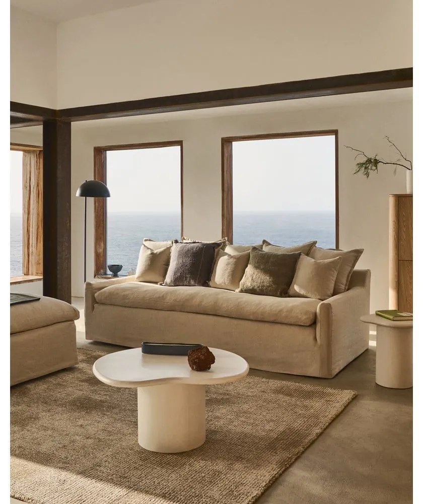 Béžová ľanová pohovka 230 cm Zenira – Kave Home