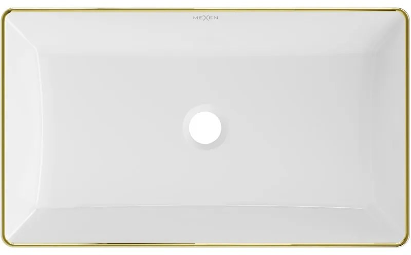 Mexen Nadia, umývadlo na dosku 620x355x115 mm, biela-zlatý okraj, 21616005