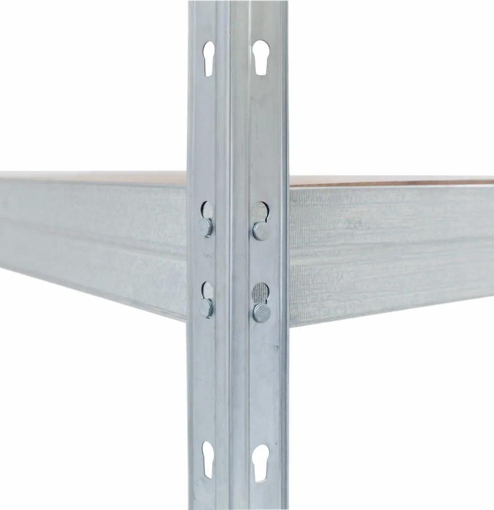 Bezskrutkový kovový regál RIVET, 180x150x45 cm, 5 x HDF polica, 250kg na policu, zinok