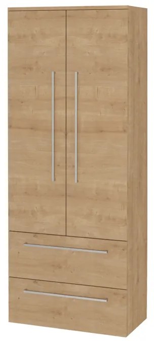 Mereo Mereo, Bino, kúpeľňová skrinka vysoká, dvojitá, 163 cm, biela, biela/dub, MER-CN629