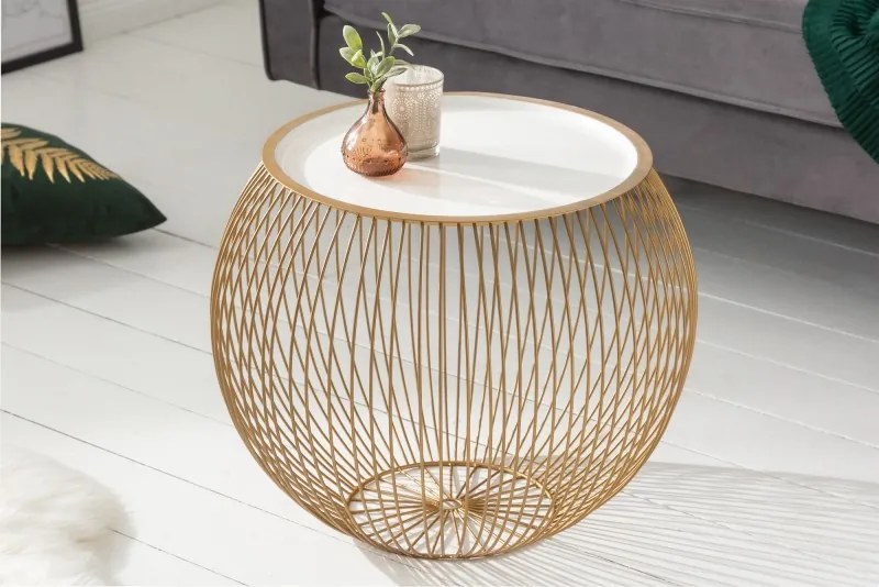 Konferenčný stolík Storage II 51cm zlatý biely
