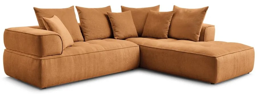 Ženilková rohová pohovka v horčicovej farbe (pravý roh/do L) Whesley – Bobochic Paris