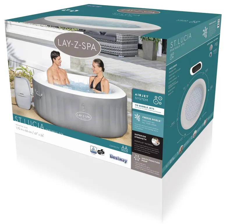 Bestway  Jacuzzi Lay-Z-Spa St.Lucia 170 x 66 cm 3 osoby 60037 sivá