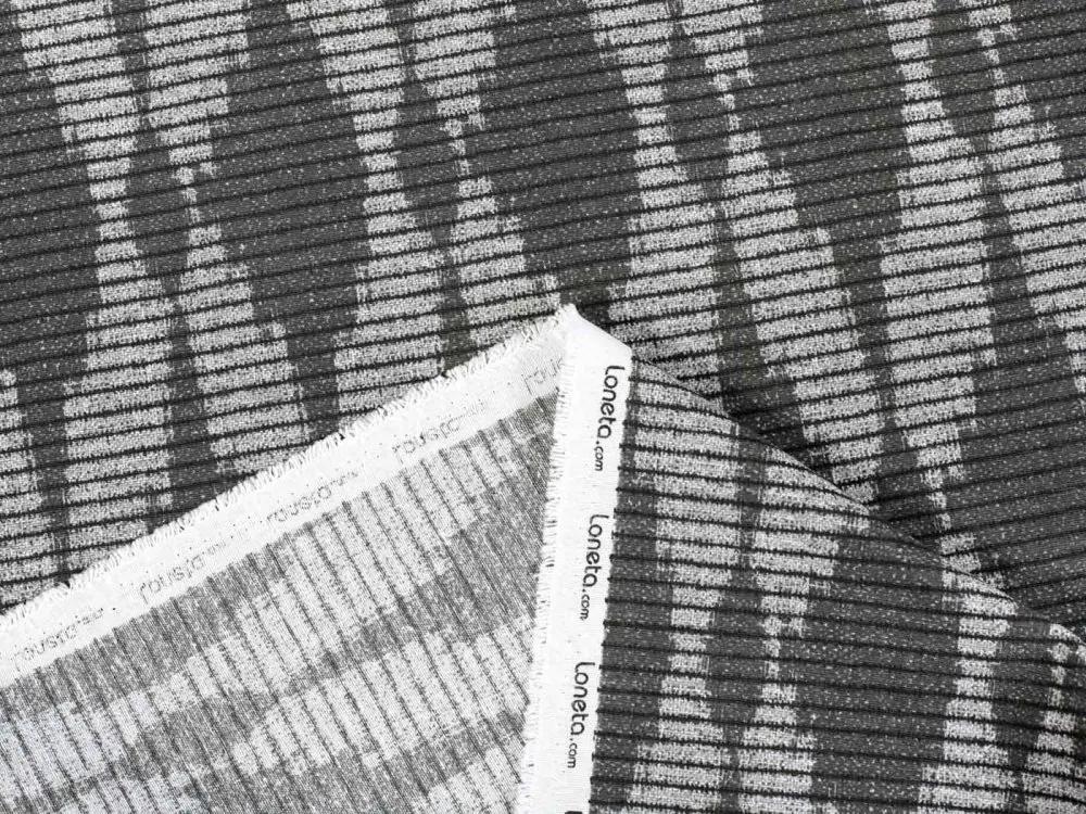 Biante Dekoračný záves Leona LN-048 Tmavo sivé obrazce a pásiky 130x150 cm