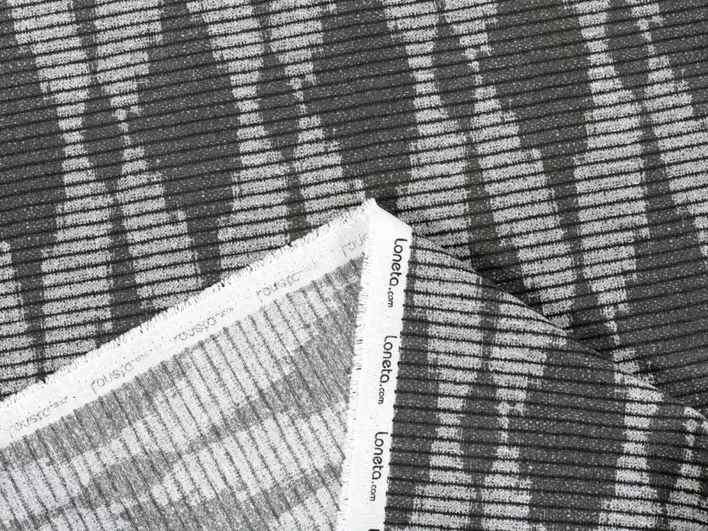 Biante Dekoračný záves Leona LN-048 Tmavo sivé obrazce a pásiky 130x190 cm