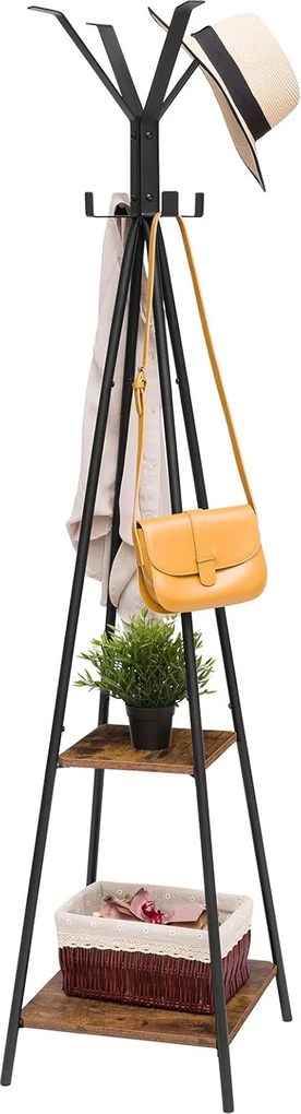 Předsíňový věšák Vasagle Hesari černý/hnědý