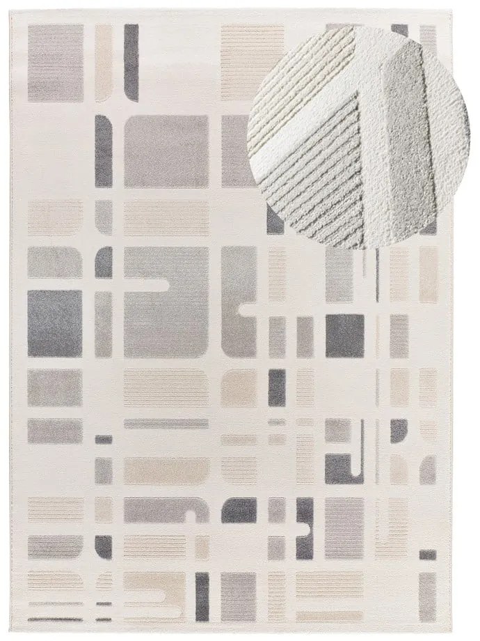 Koberec vo svetlosivej a slonovinovej farbe 133x190 cm Flora – Universal