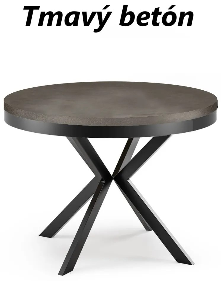 Okrúhly rozkladací jedálensky stôl MARION PLUS 120cm - 196cm Kominácia stola: čierna matná - biele nohy