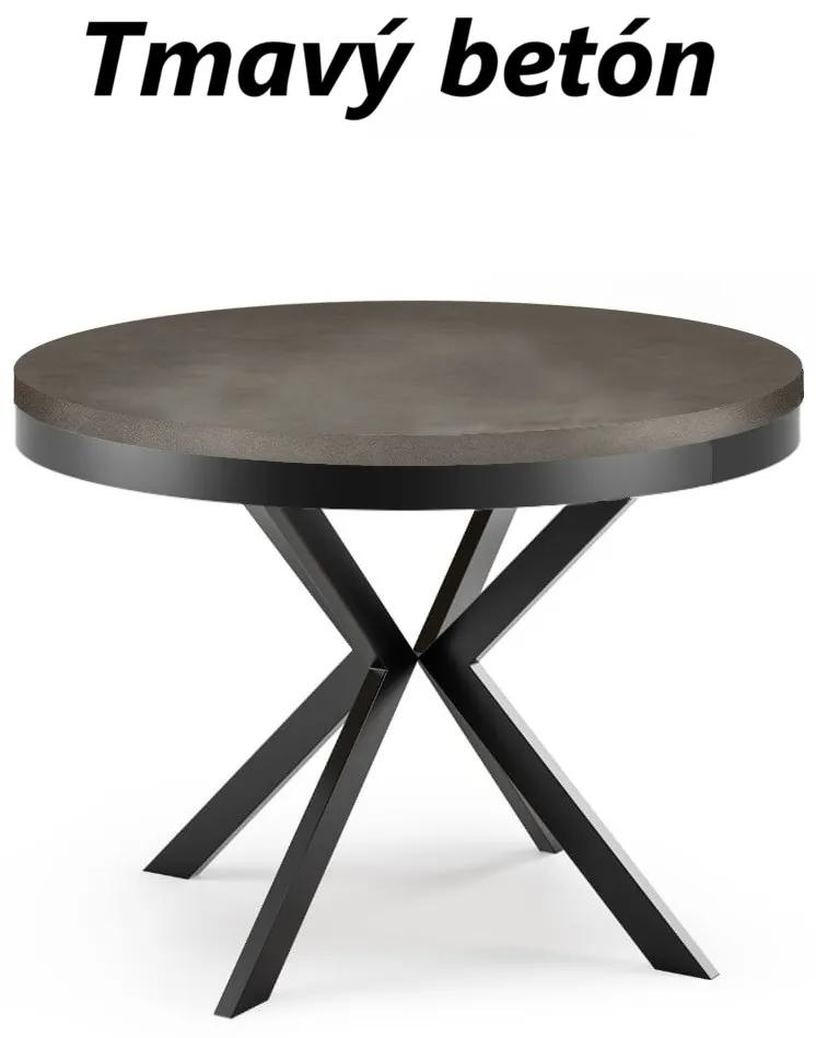 Okrúhly rozkladací jedálensky stôl MARION PLUS 120cm - 196cm Kominácia stola: tmavý betón - grafitové nohy