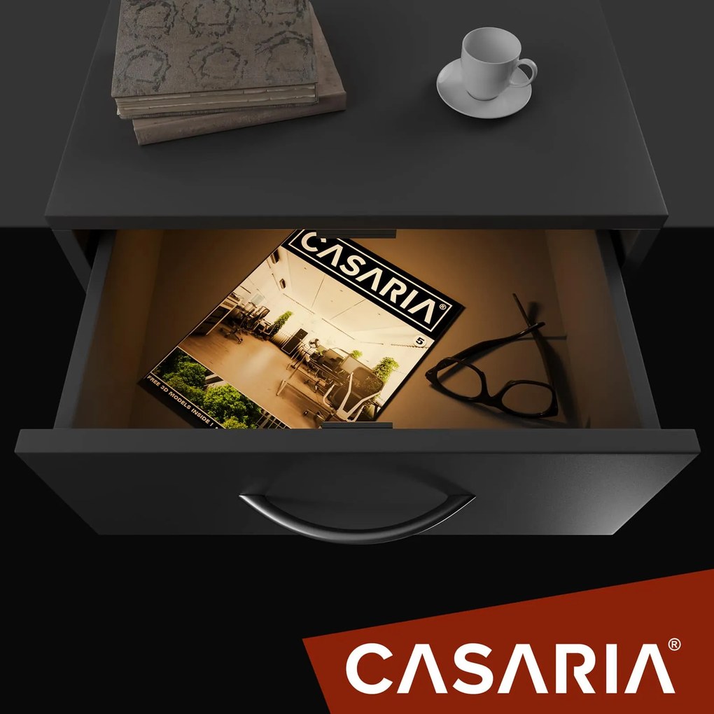 Nočný stolík ELOISE s podsvietením, 54x39x28cm, antracitová Casaria