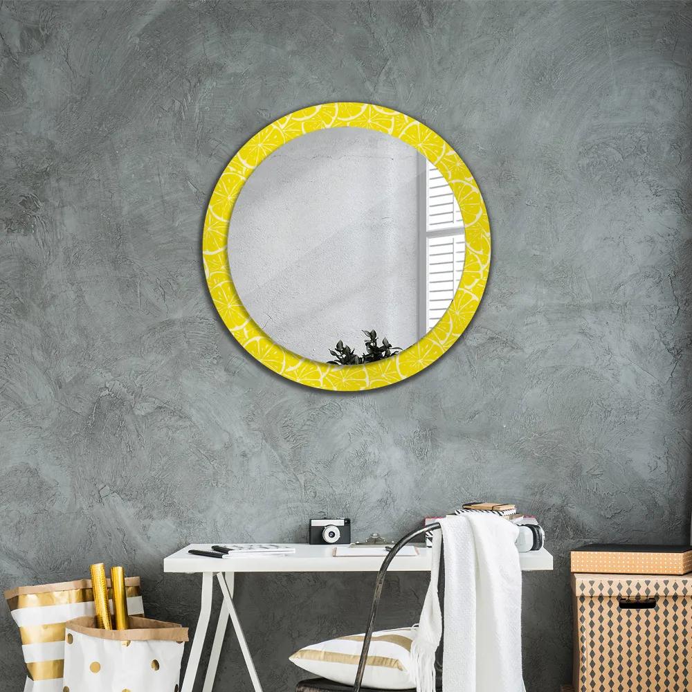 Okrúhle dekoračné zrkadlo s motívom Citrón fi 80 cm