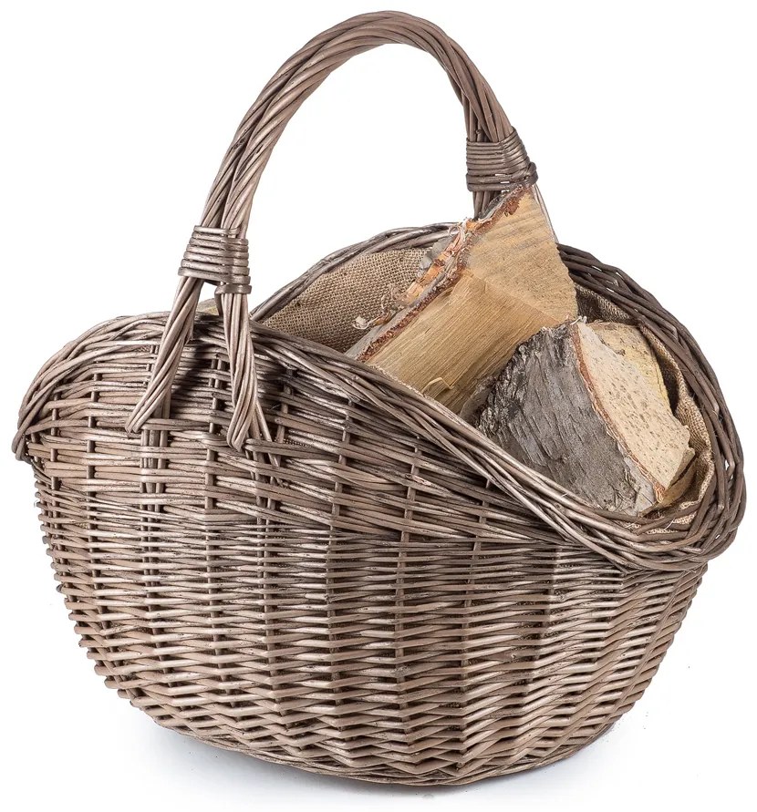Kôš krbový prútený Provence s jutou Camino III.š. 50 x hl. 35 x v. 27/40(cm)
