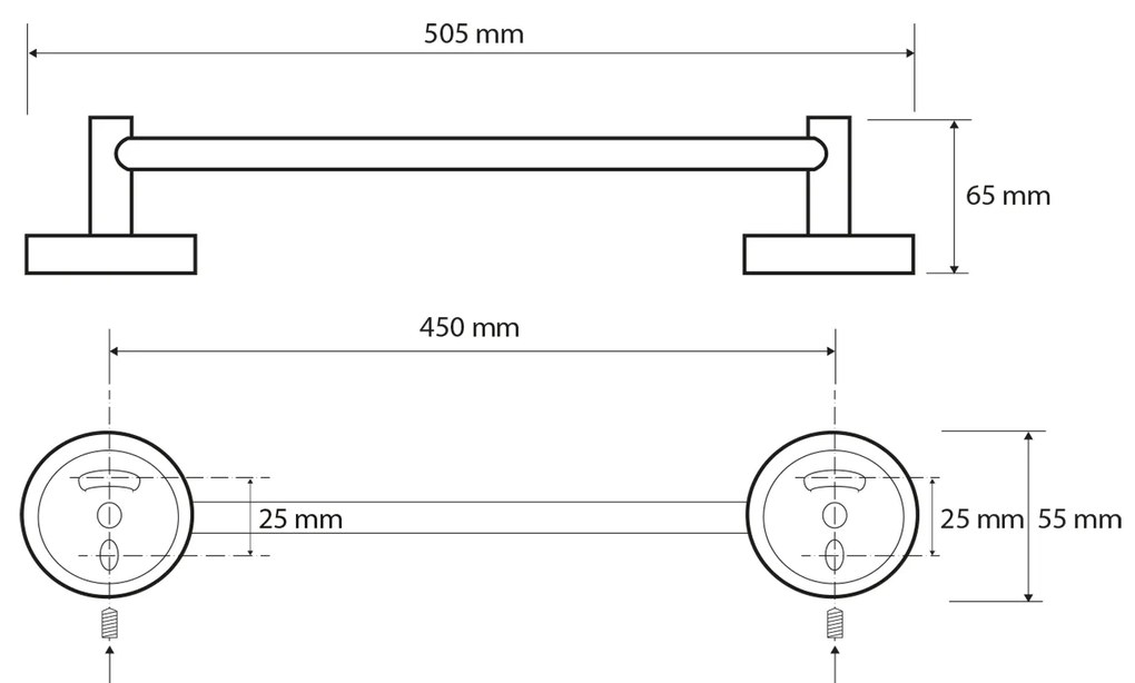 Sapho, X-ROUND E držiak na uteráky 500mm, chróm, XR408